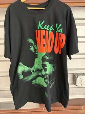 2Pac Tupac Shakur Keep Ya Head Up Black Graphic T-Shirt 2XL